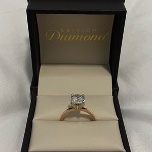 Lab Grown 1.66CT Diamond w/14k Rose Gold Band 5/5.5 14k White Gold 4 Prong Head